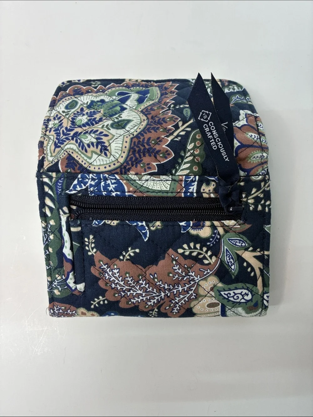 Vera Bradley Quilted Paisley Wallet in Navy, Green and Tan - Picture 7 of 8